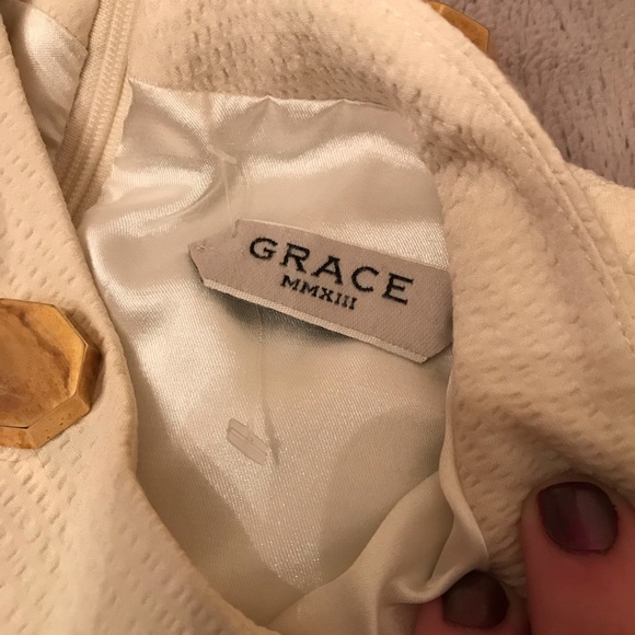 GRACE MMXIII Off-white Textured Knee Length Dress - Picture 5 of 8